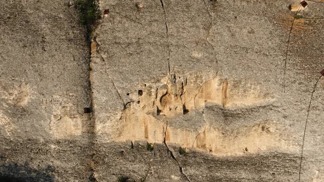 Madara Horseman early medieval rock relief carved on cliff face UNESCO site historic travel and hiking landmark in Bulgaria summer vacation slow motion video