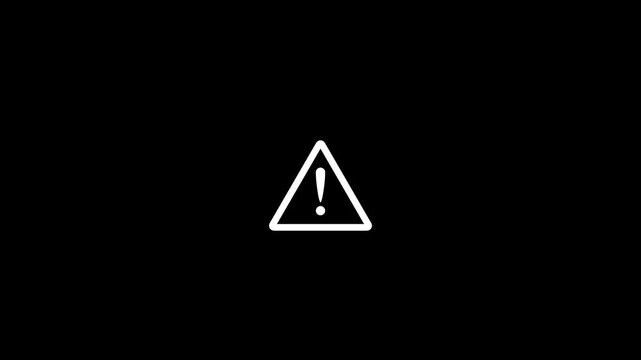White warning triangle with an exclamation mark on a black background, representing caution, alert, danger, safety, error, and notification concepts.