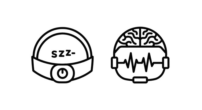 Brain activity and neurotechnology symbols representing cognitive analysis with neurotechnology cognitive neuroscience technology monitoring