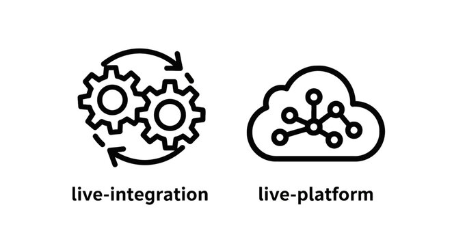 Live integration and live platform gears and cloud network icons vector illustration with gear icon system integration cloud computing data synchro