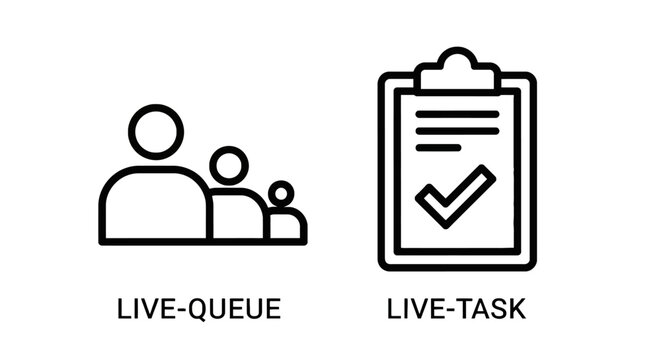 Line icon set featuring people in a queue and a completed task list checklist icon waiting line task management group icon business process