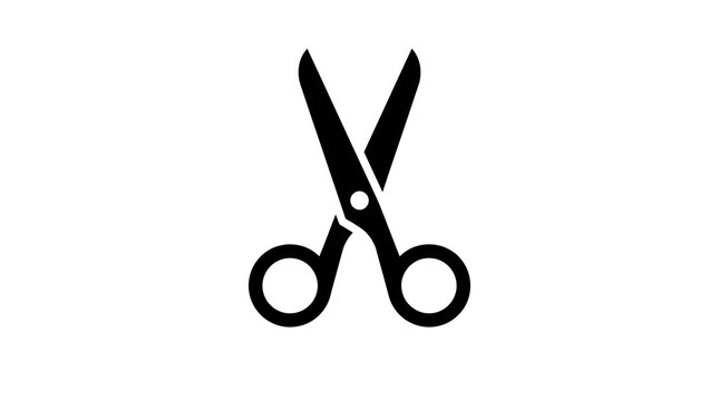 Black silhouette icon of open scissors isolated on a white background for design projects
