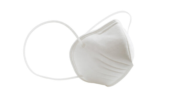 Isolated white N95 face mask for respiratory protection against viruses and airborne particles