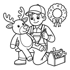 Fototapeta premium Christmas Repair Shop Coloring Pages