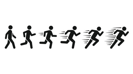 Obraz premium Vector illustration of people running in increasing speed sequence