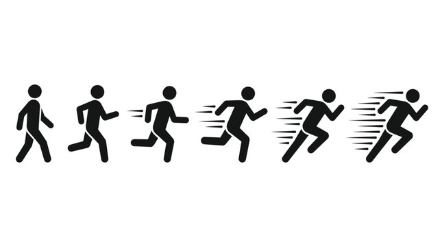 Vector illustration of people running in increasing speed sequence