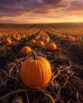 pumpkins on a field