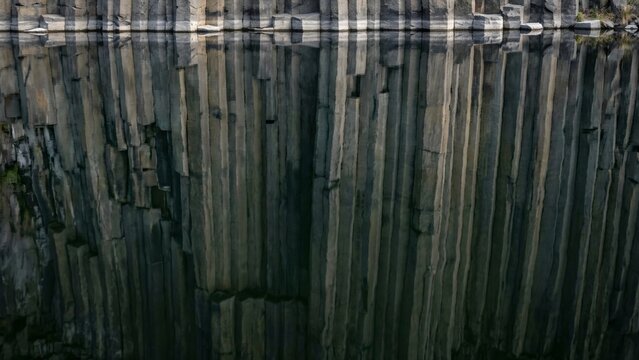 Perfect Water Reflection of Vertical Basalt Columns at Panska Skala