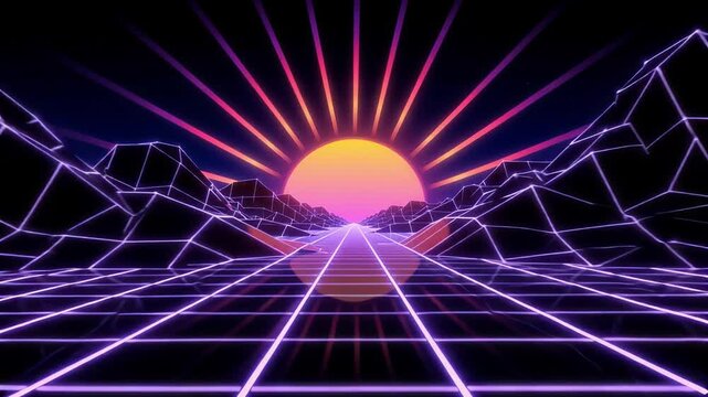 Synthwave Grid Horizon