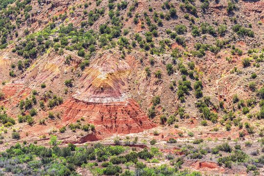 Details of the red rocks of Palo Duro Canyon in the Panhandle of Texas