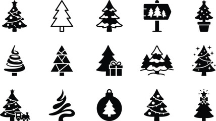 Fototapeta premium christmastree, fir, spruce, pine, holiday, seasonal, winter, festive, decoration, ornament, celebration, evergreen, conifer, silhouette, vector, graphic, icon, pictogram, symbol, flat, minimalist, mon