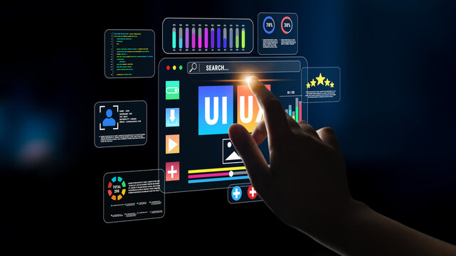 User Interface and User Experience Design Concept with Modern Technology and Touch Interaction in a Dark Background Quark.