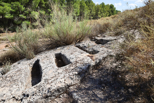 The Necropolis of The Tolmo of Minateda, an important archaeological park located on a rocky hill in Hellin, Albacete