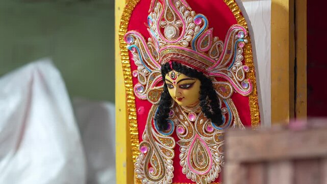 Traditional idol shop in Kumartuli, Kolkata featuring beautifully crafted Goddess Durga