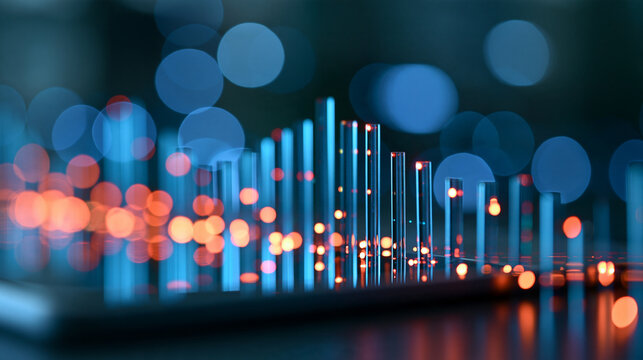 Abstract visualization of artificial intelligence transforming raw financial data into organized charts and predictive insights, machine learning, data analytics, financial