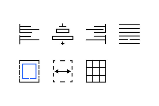 Layout and alignment icons