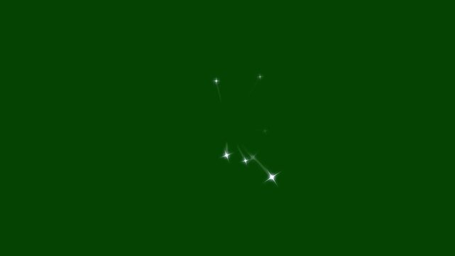 Glitter star line blast motion graphics, twinkling star particles, sparkling doodle stars, magic sparkles glitter blast stars, fairy dust glitter trail on green screen background