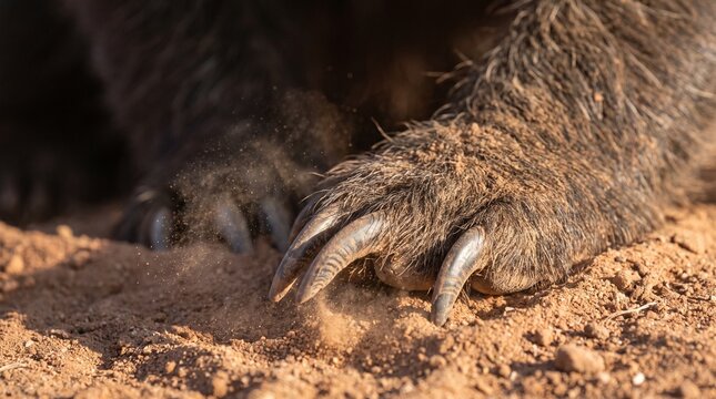 Honey Badger Paw and Claws in Sand Close Up Photo