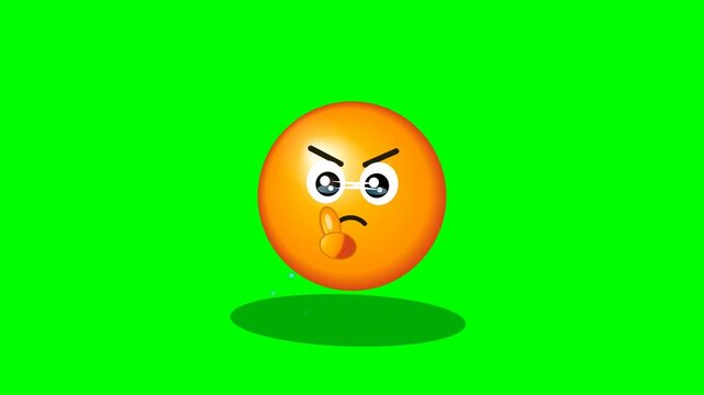 Angry cartoon orange character with glasses showing frustration and disappointment in a bright green background
