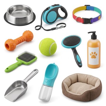 3D render of various everyday objects and lifestyle icons set isolated on white background