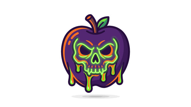 Dark Poison Apple with Neon Skull Illustration