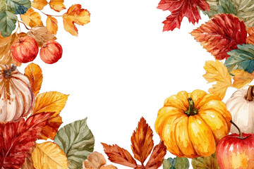Fototapeta premium PNG Autumn harvest watercolor frame.