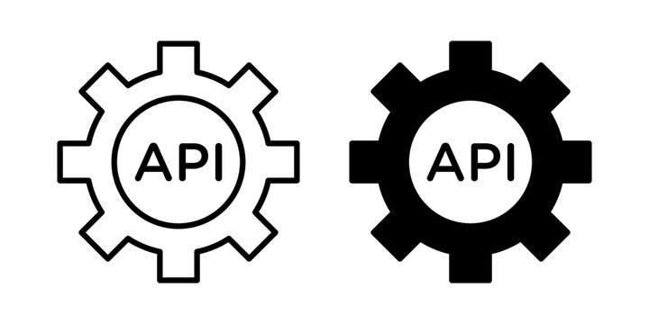 API icon flat outline in black