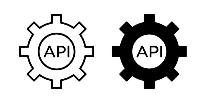 API icon flat outline in black