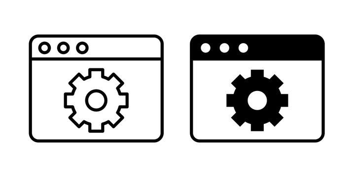 Backend icon flat outline in black