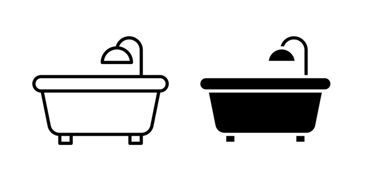 Bathtub icon flat outline in black