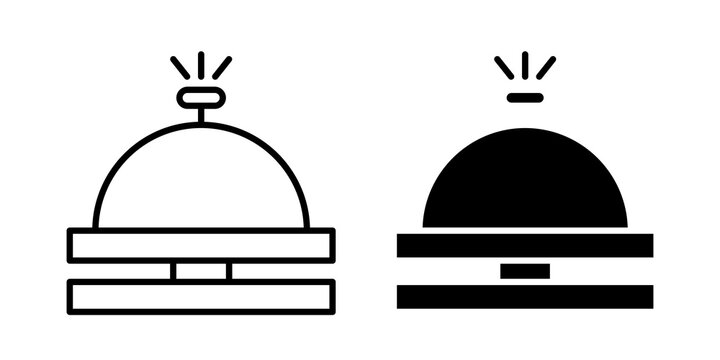 Bell concierge icon flat outline in black