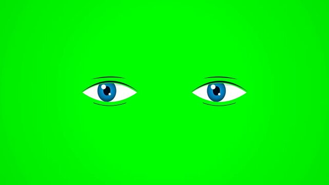 Minimalist vector illustration of two stylized human eyes on a bright green background for modern graphic design