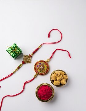Traditional Rakhi With Sweets, Kumkum and Gift for Raksha Bandhan Celebration