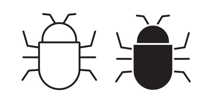 Bug icon flat outline in black