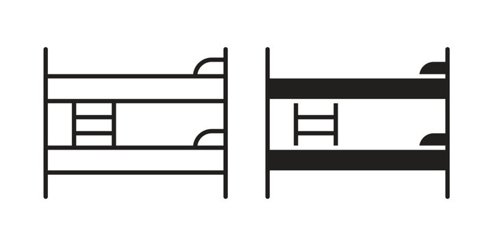 Bunk bed icon flat outline in black