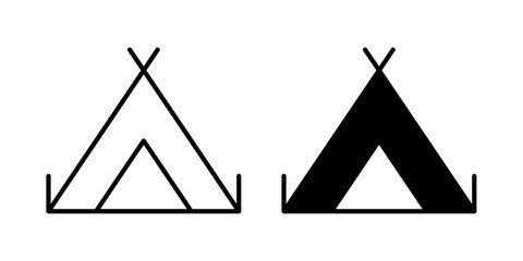 Camping icon flat outline in black © Warpiya