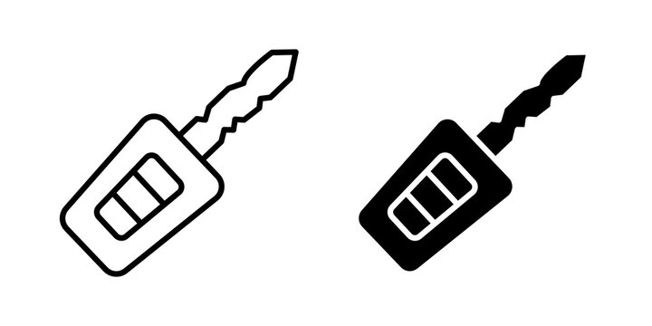 Car Key icon flat outline in black