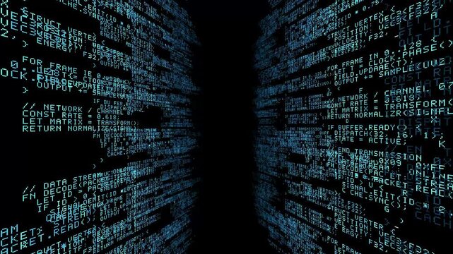 Flying Through a Digital Code Corridor | Futuristic Computer Data Tunnel
