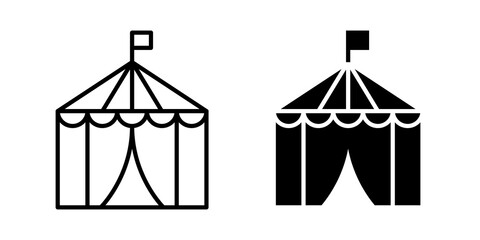 Circus tent icon flat outline in black © Warpiya