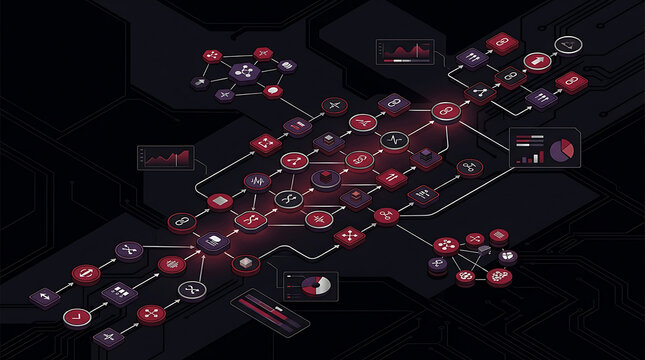 Data Flow Diagram with Isometric Network Process Pipeline