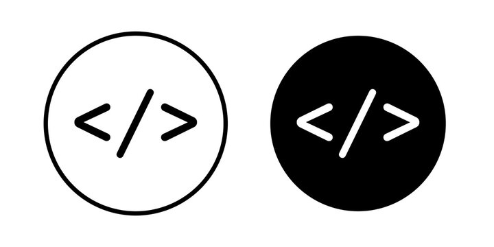 Code icon flat outline in black