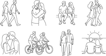 Obraz premium Couple Lifestyle Vector Illustrations Depicting Romantic Moments, Companionship, and Shared Activities