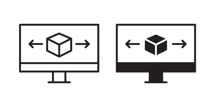 Computer simulation icon flat outline in black