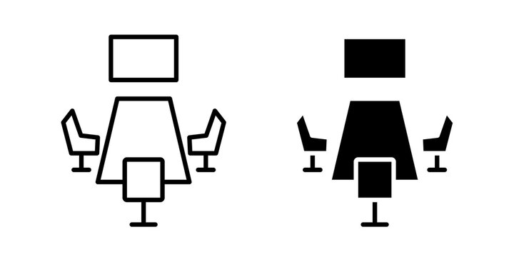 Conference room icon flat outline in black