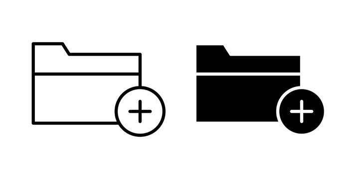Create folder icon flat outline in black