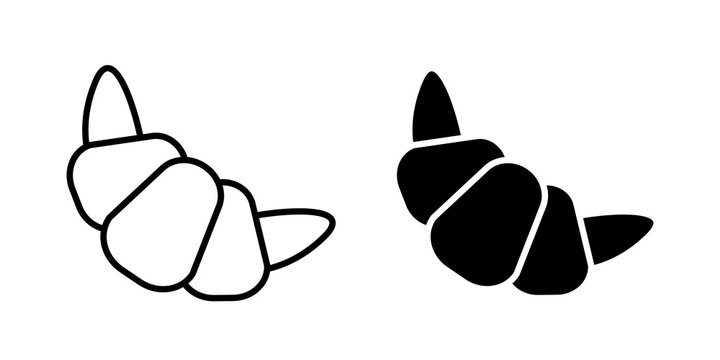 Croissant icon flat outline in black