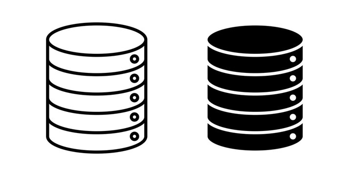 Database icon flat outline in black