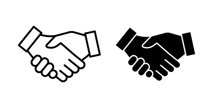 Deal handshake icon flat outline in black