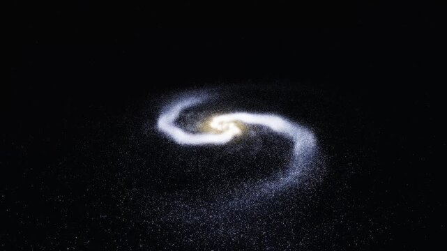 Vol cin&eacute;matique &agrave; travers un vaste champ d&rsquo;&eacute;toiles vers une galaxie spirale