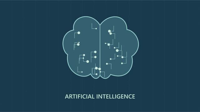 Cerveau d&rsquo;intelligence artificielle avec circuits et symboles lumineux d&rsquo;innovation